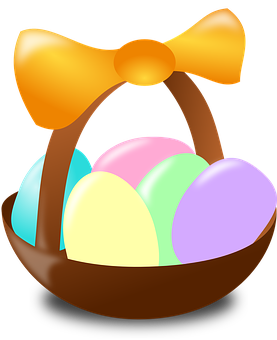 Easter Egg Basket Illustration PNG