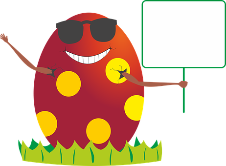 Easter Egg Cartoonwith Sign PNG