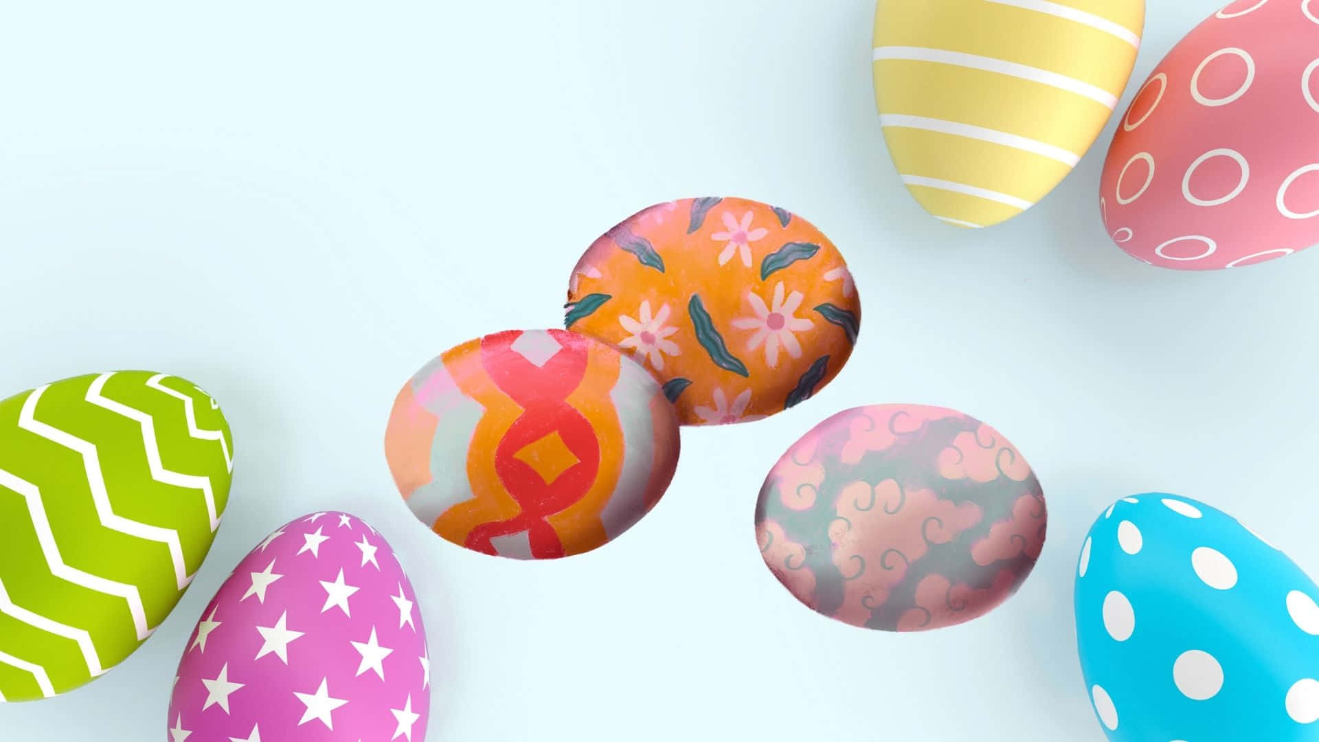 "Pastel-colored Easter eggs bring a bright and cheerful spirit to the season!" Wallpaper