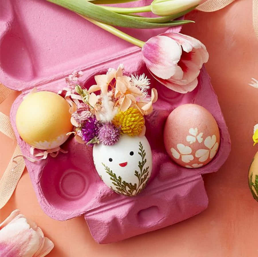 Immaginedi Una Scatola Rosa Con Un Uovo Di Pasqua