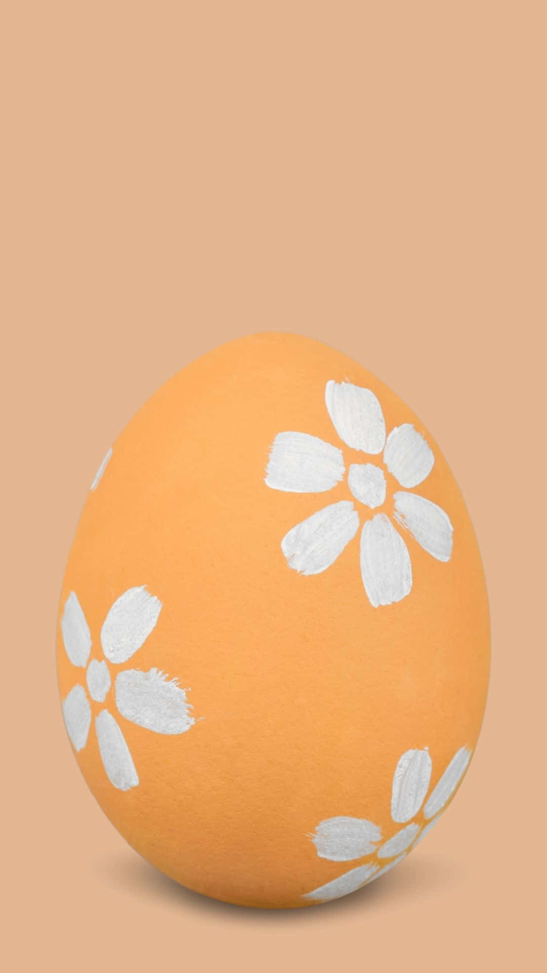 A Painted Orange Egg With White Flowers On It Wallpaper