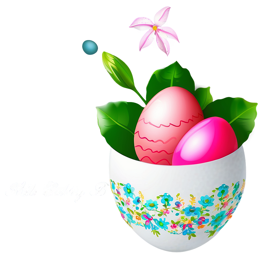 Easter Egg With Flowers Png Hsq PNG