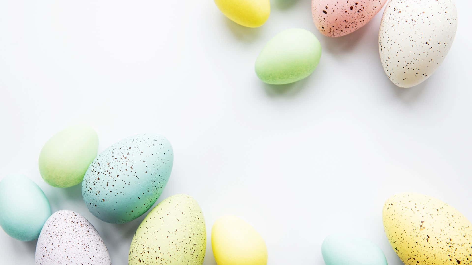 Colorful Easter Eggs On White Background Wallpaper