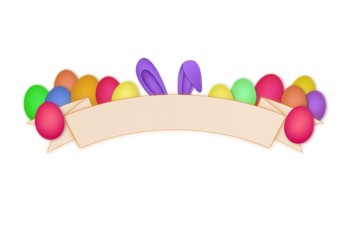 Easter Eggs Banner Black Background PNG