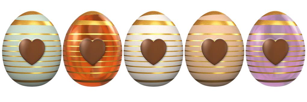 Easter Eggs Heart Designs PNG