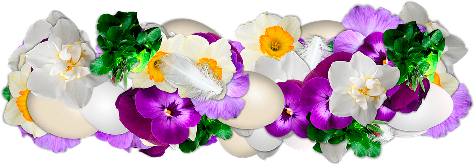 Easter Eggsand Flowers Border PNG