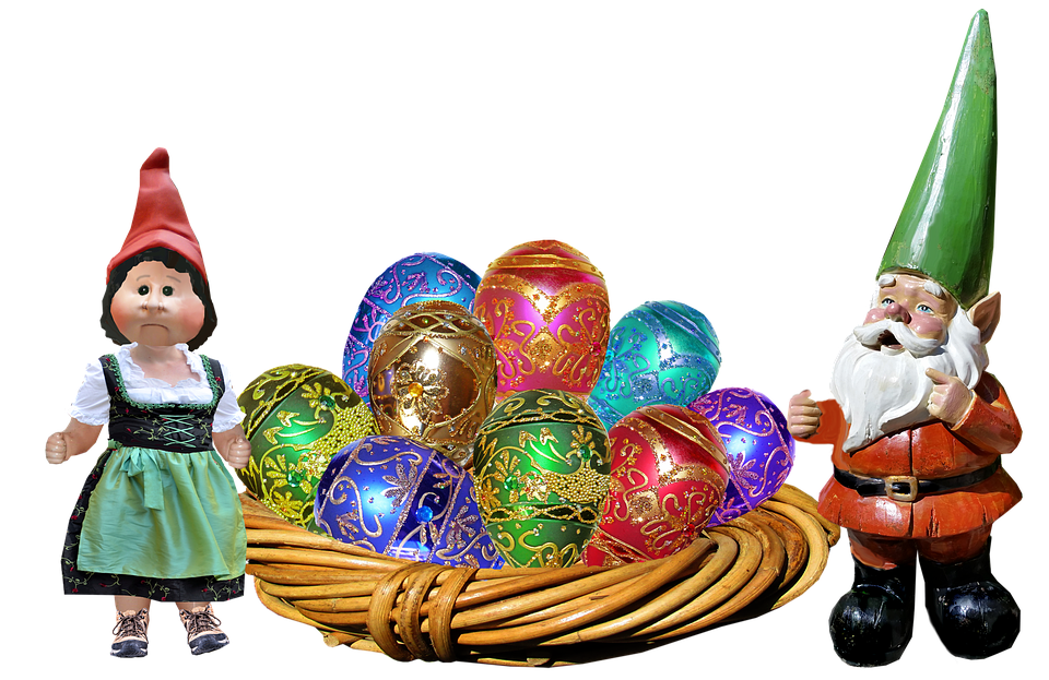 Easter Gnomesand Decorated Eggs PNG