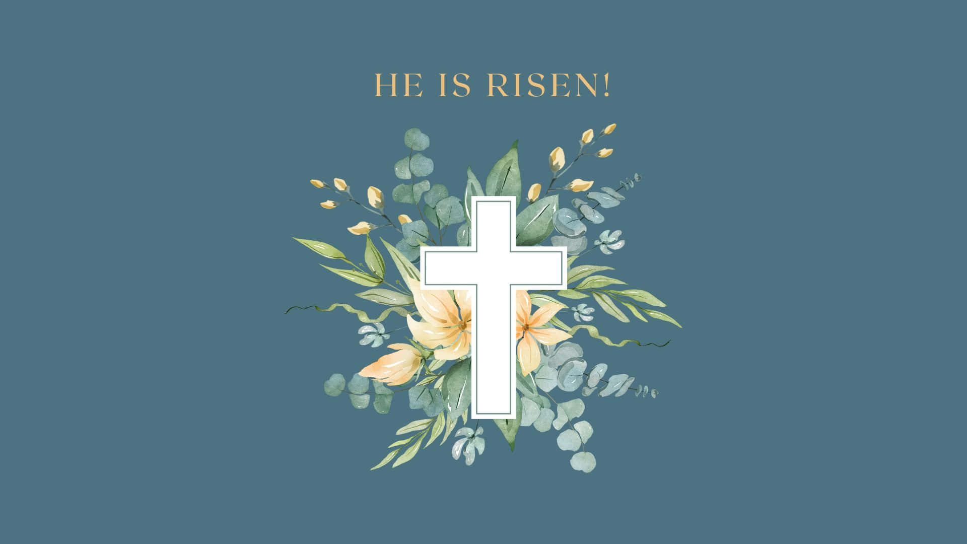 Easter He Is Risen Cross Floral Design Wallpaper