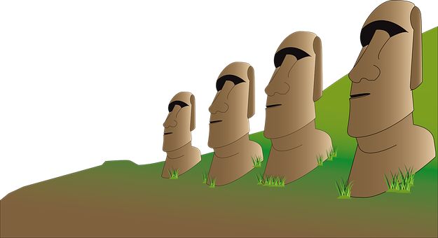 Easter Island Moai Statues Illustration PNG