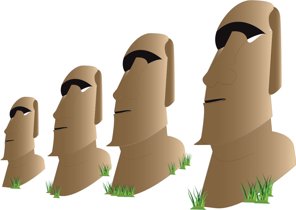 Easter Island Moai Statues Vector PNG