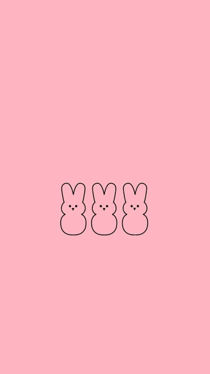 Easter Peeps Pink Bunnies Vector Wallpaper