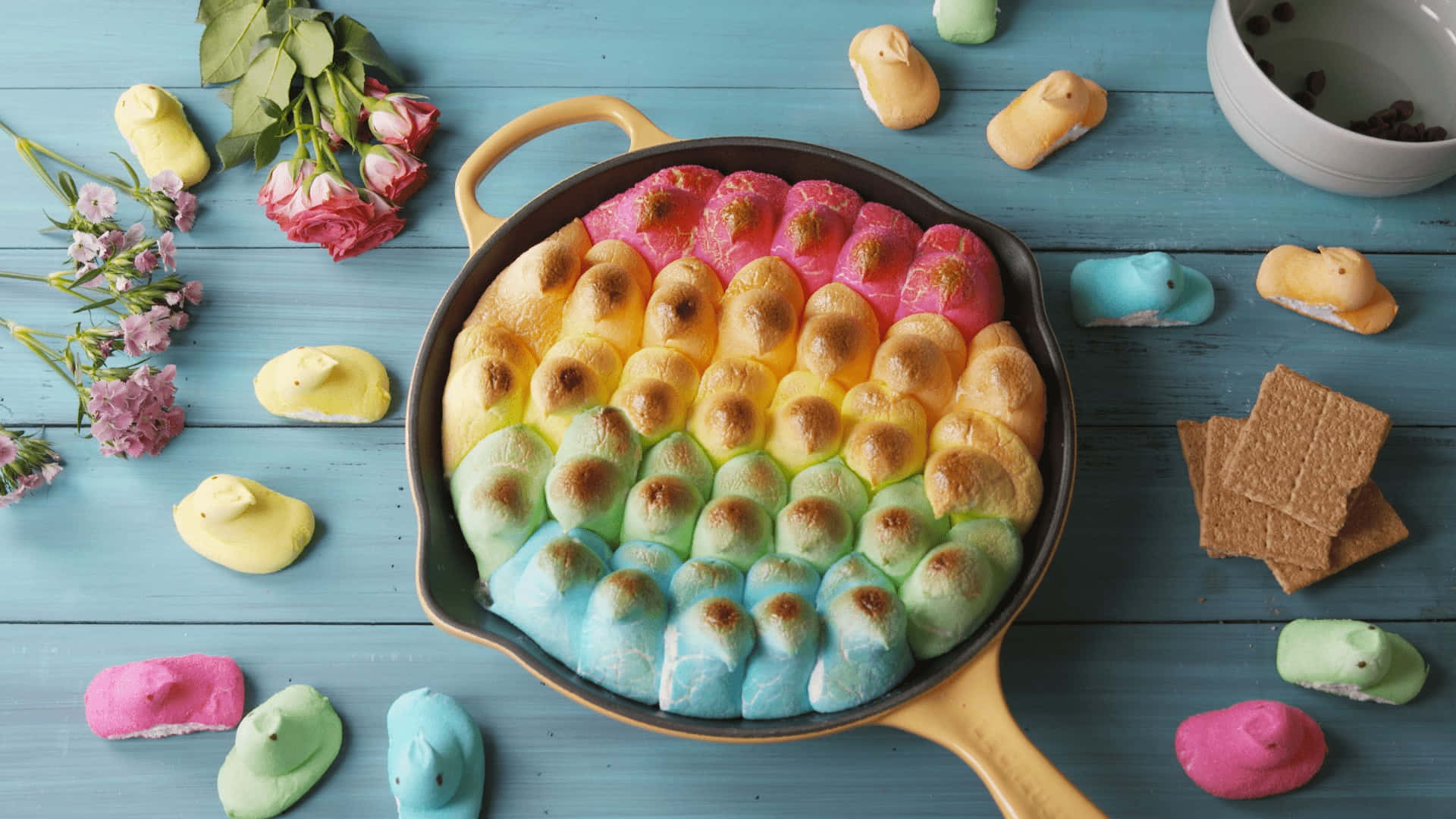 Easter Peeps Skillet Dessert Wallpaper