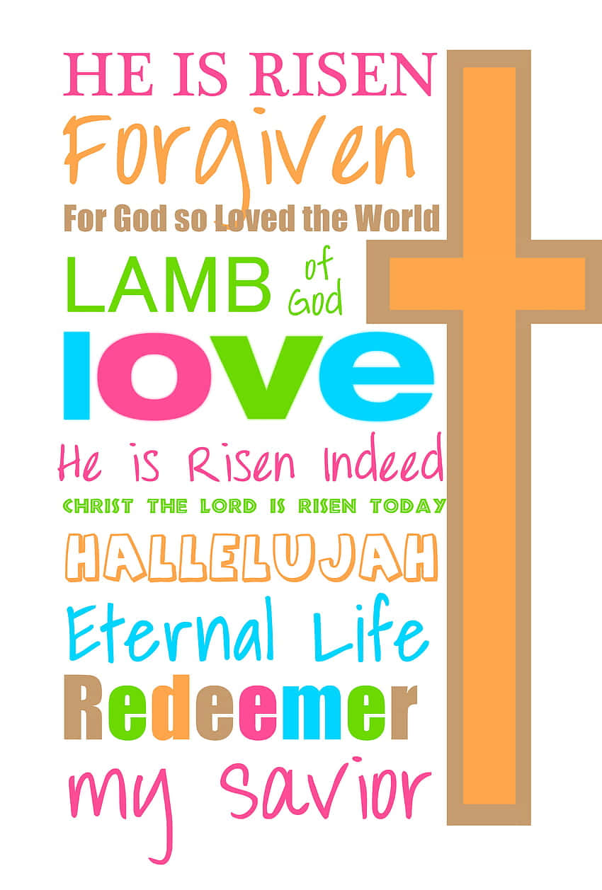 Easter Resurrection Crossand Words Art Wallpaper