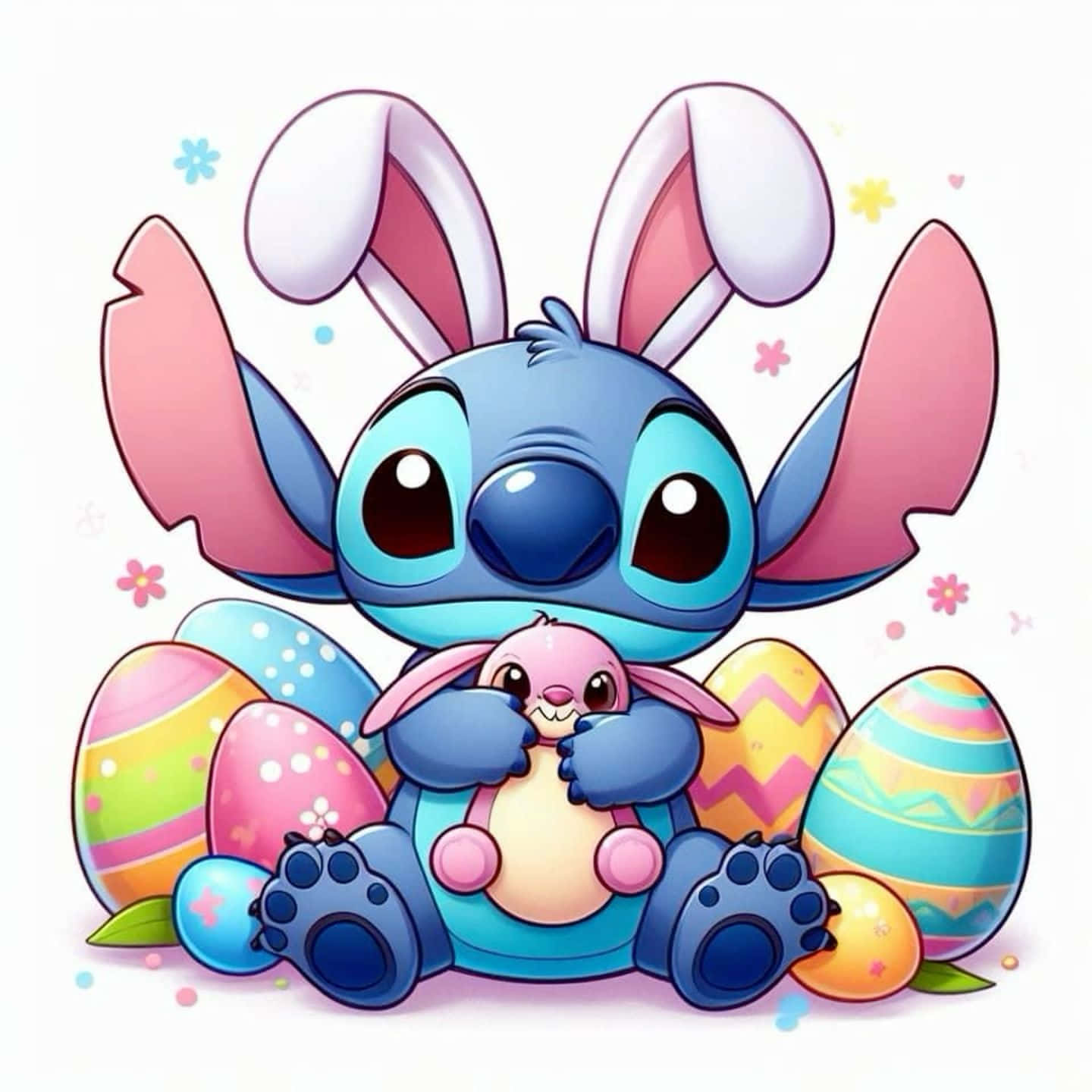 Easter Stitchwith Bunny Earsand Eggs Wallpaper