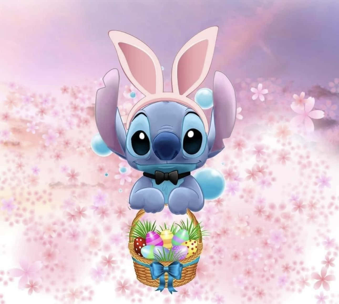 Easter Stitchwith Bunny Earsand Eggs Wallpaper