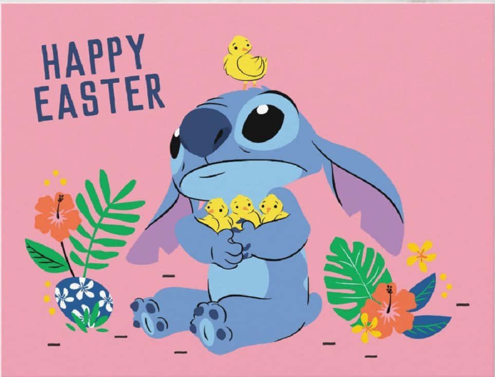 Easter Stitchwith Chicksand Flowers Wallpaper