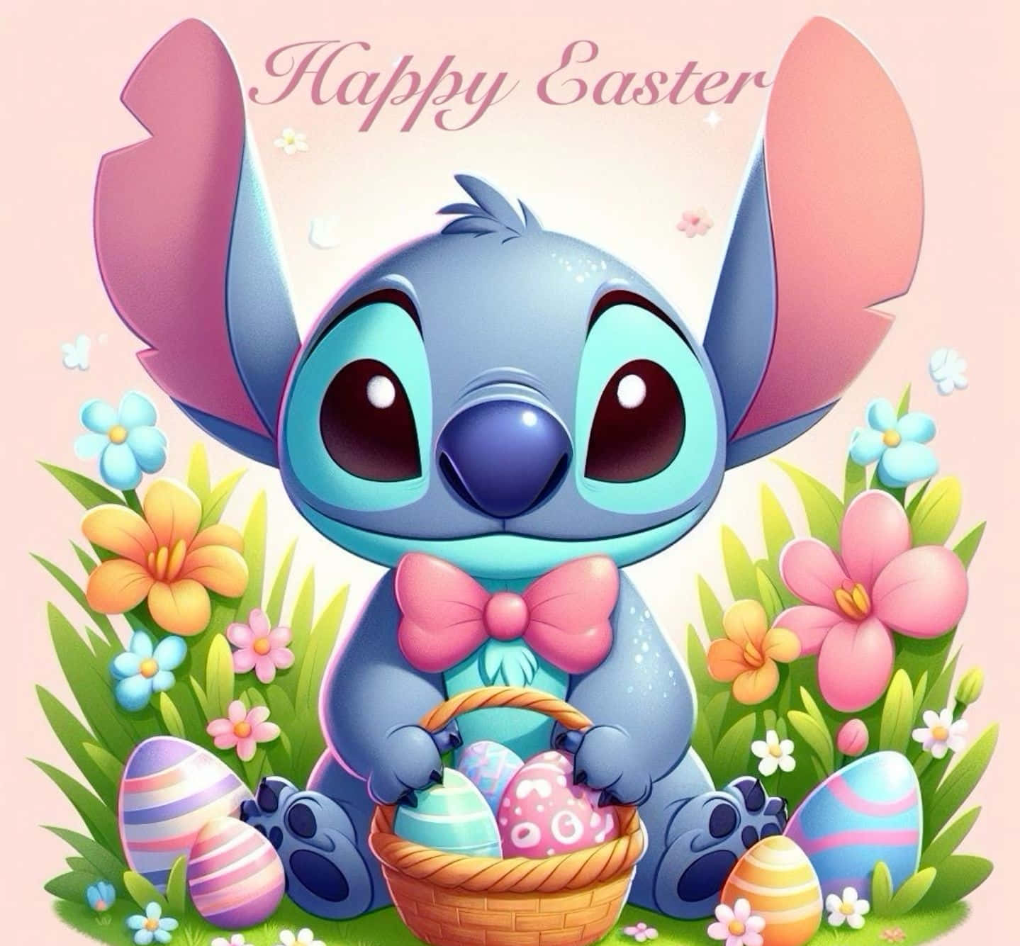 Easter Stitchwith Eggsand Flowers Wallpaper