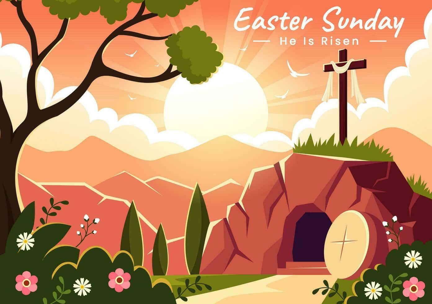 Easter Sunday Resurrection Scene Wallpaper