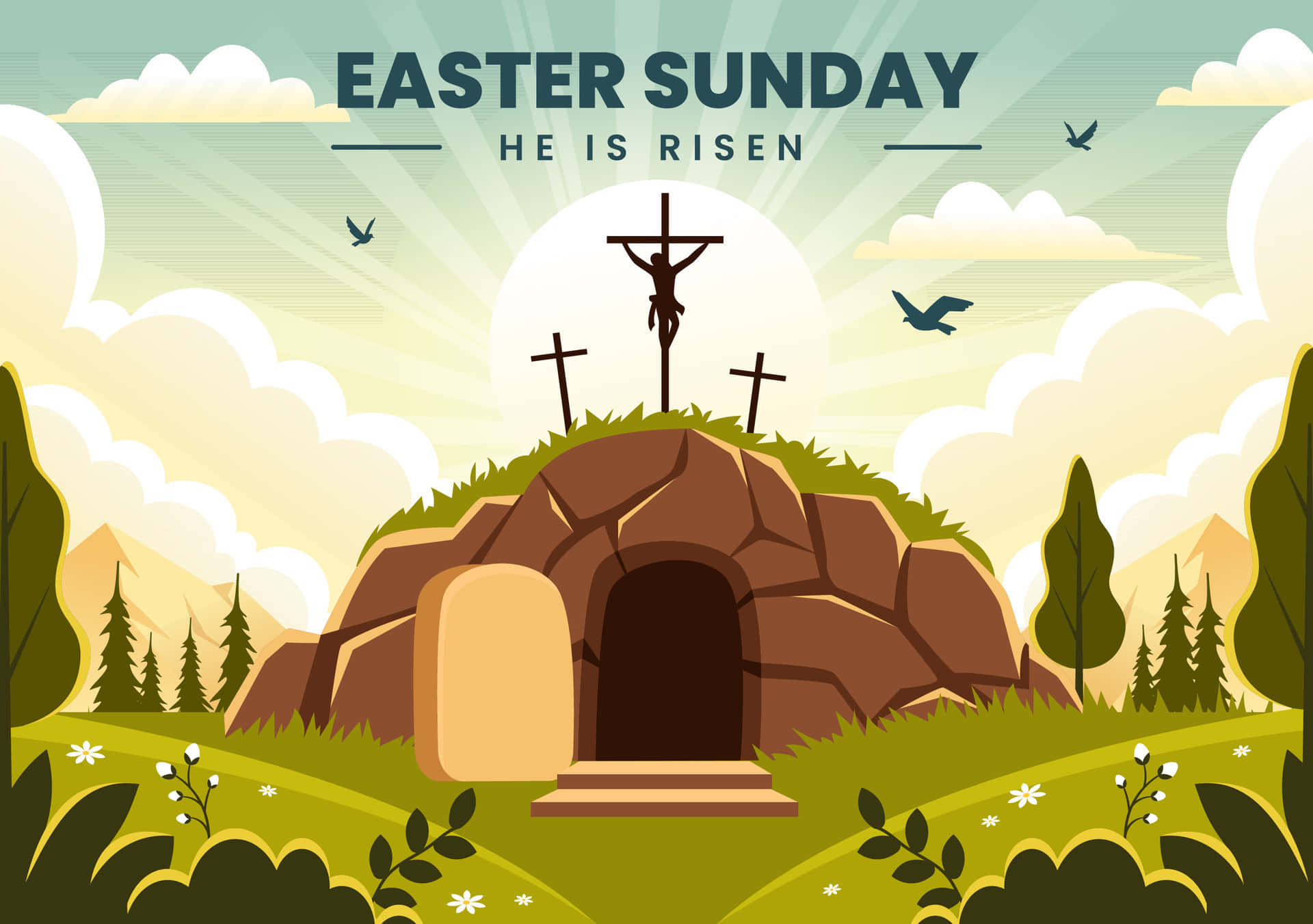 Easter Sunday Resurrection Scene Wallpaper