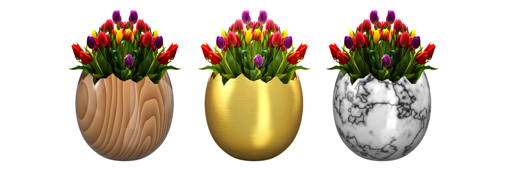 Easter Tulipsin Egg Vases PNG