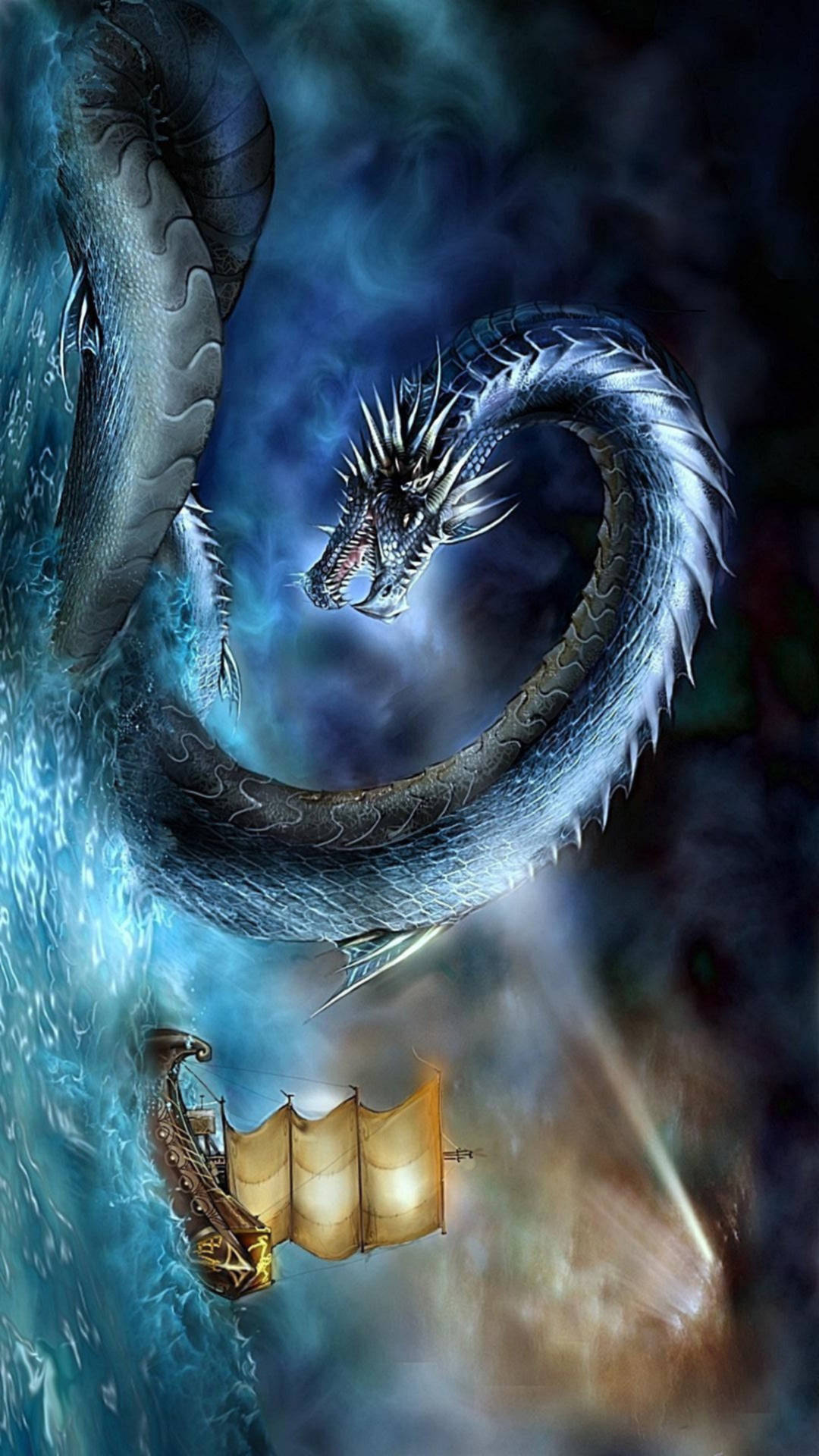 Eastern Dragon At Sea Wallpaper