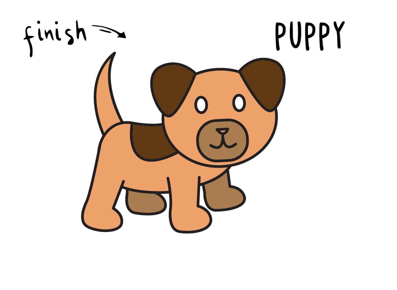 A Cartoon Puppy With The Words Finish Puppy