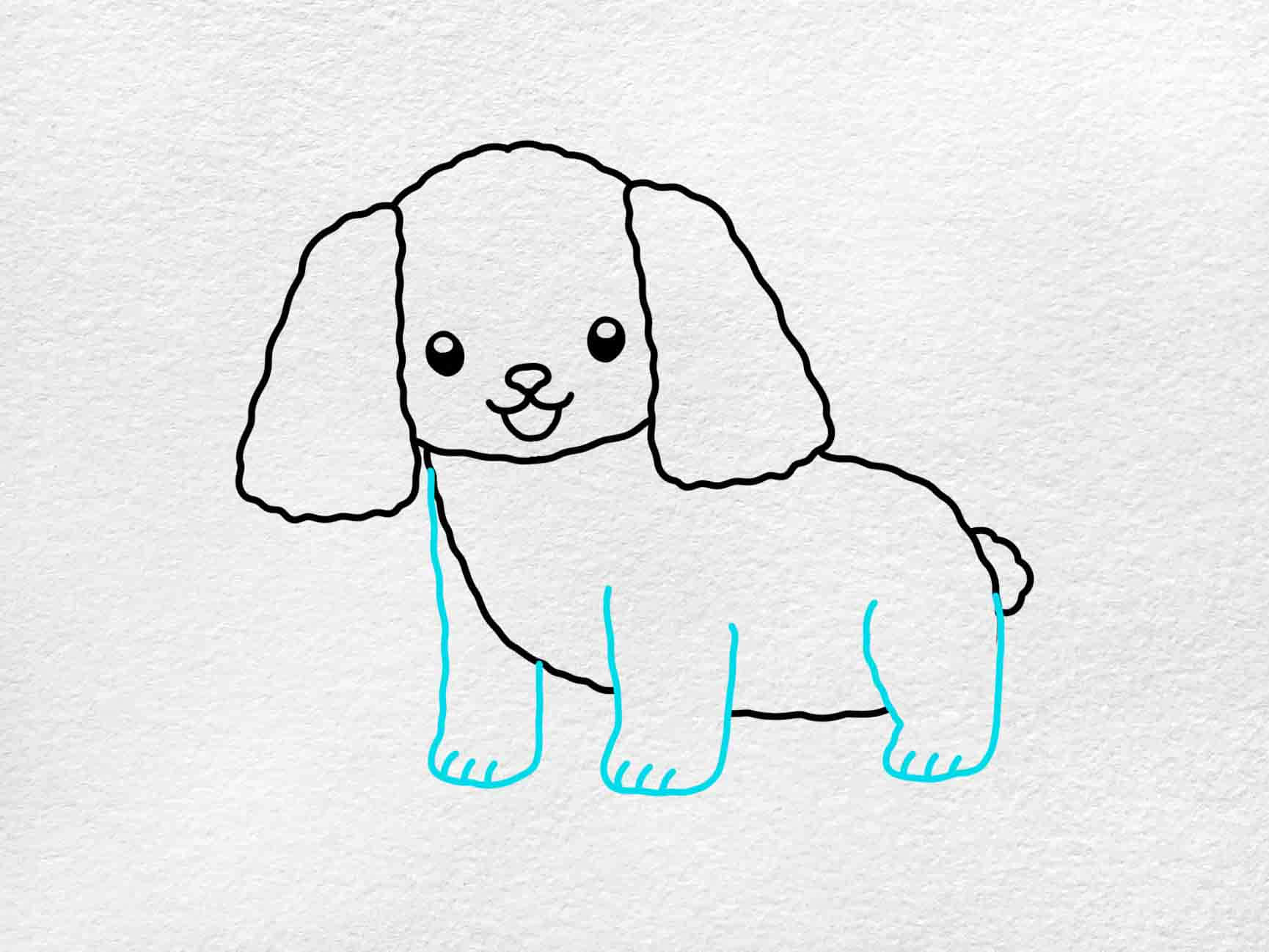 How to Draw a Dog (Puppy) for Kids - Cute Drawing of Animals - YouTube