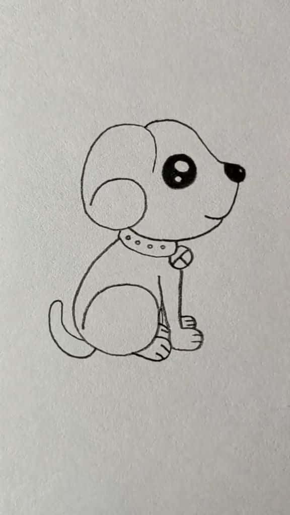 A Drawing Of A Small Dog With A Collar