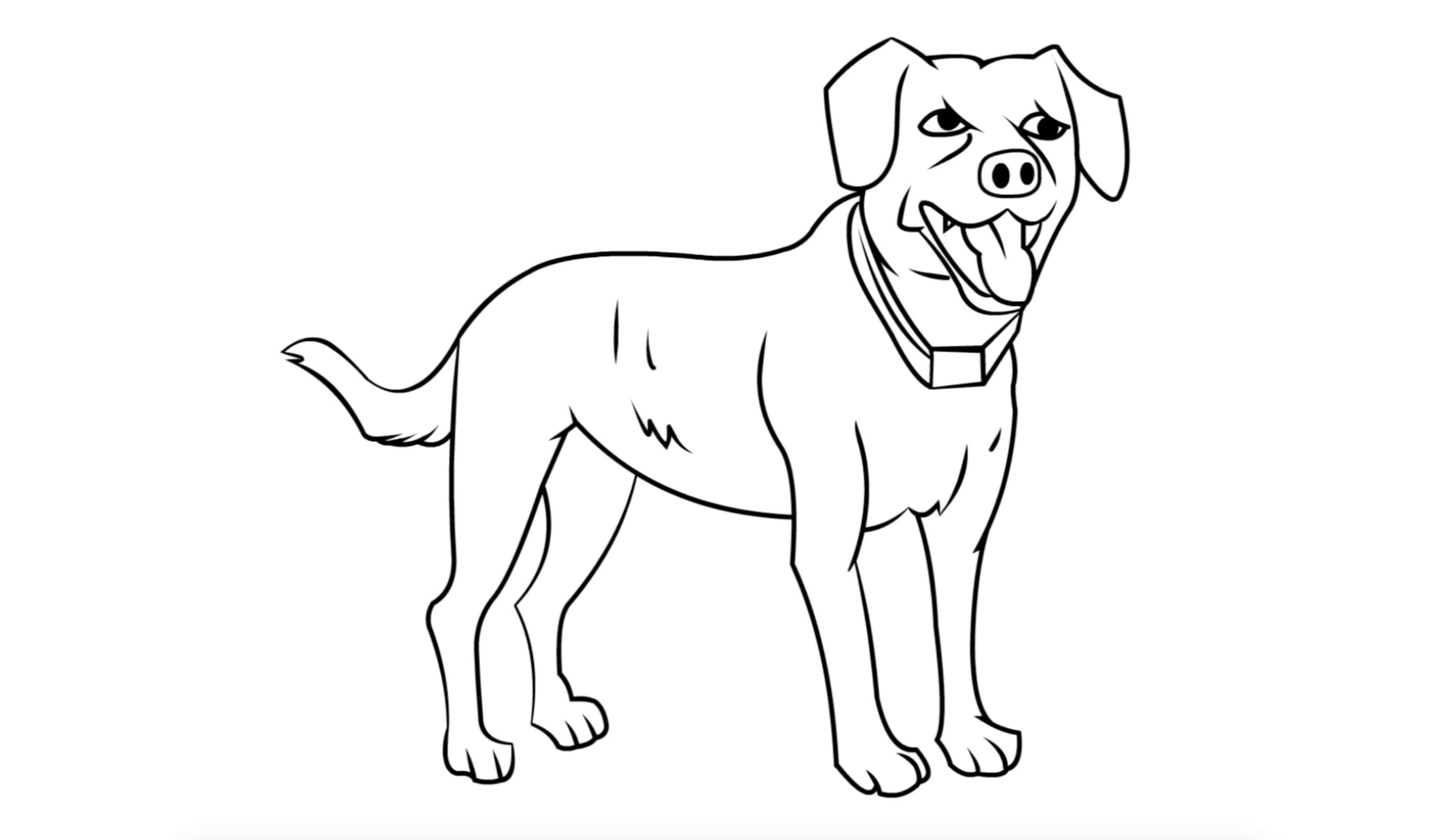 A Dog Coloring Page With A Tongue Sticking Out