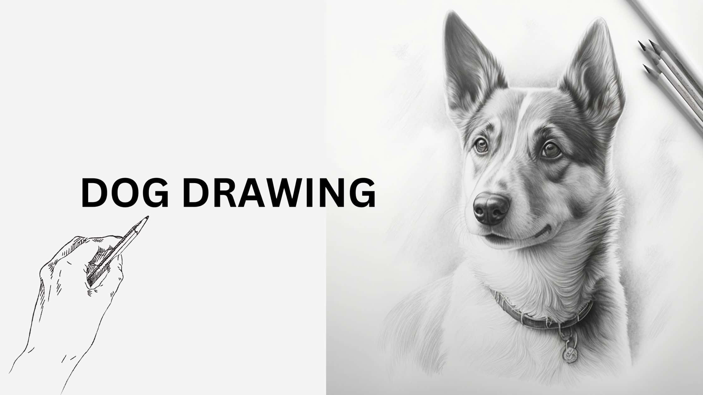 A Dog Drawing With A Pencil And A Brush