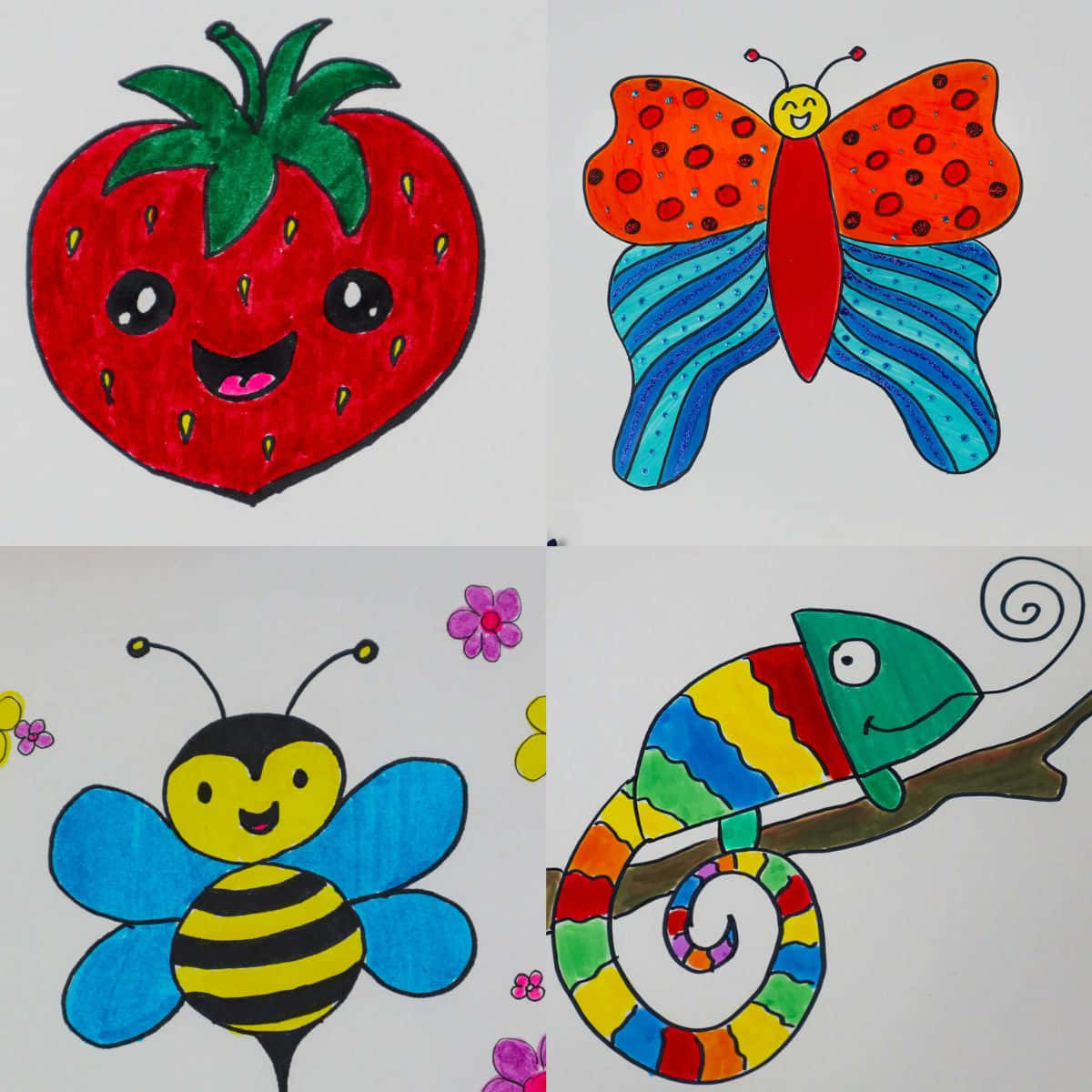 Strawberry Butterfly Easy Drawing Picture
