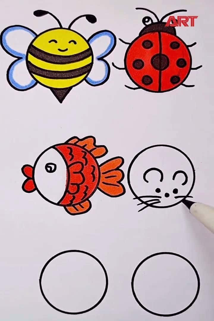 Bee Bugs Fish Easy Drawing Picture