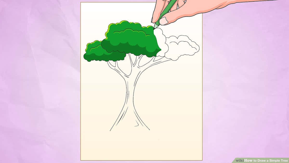 Baumeinfache Zeichnung Ausmalbild