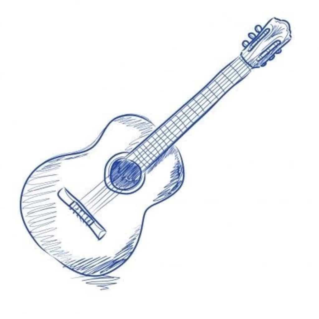 Акустическая гитара рисунок карандашом