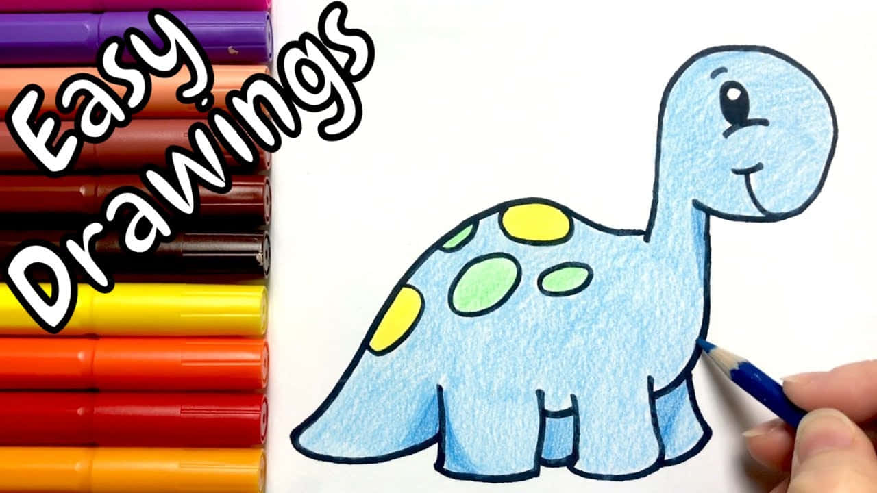 Easy Drawings And Coloring Cute Dino Wallpaper