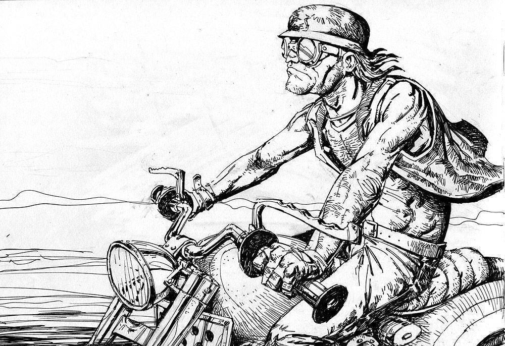 Bocetode Una Motocicleta Easy Rider Fondo de pantalla
