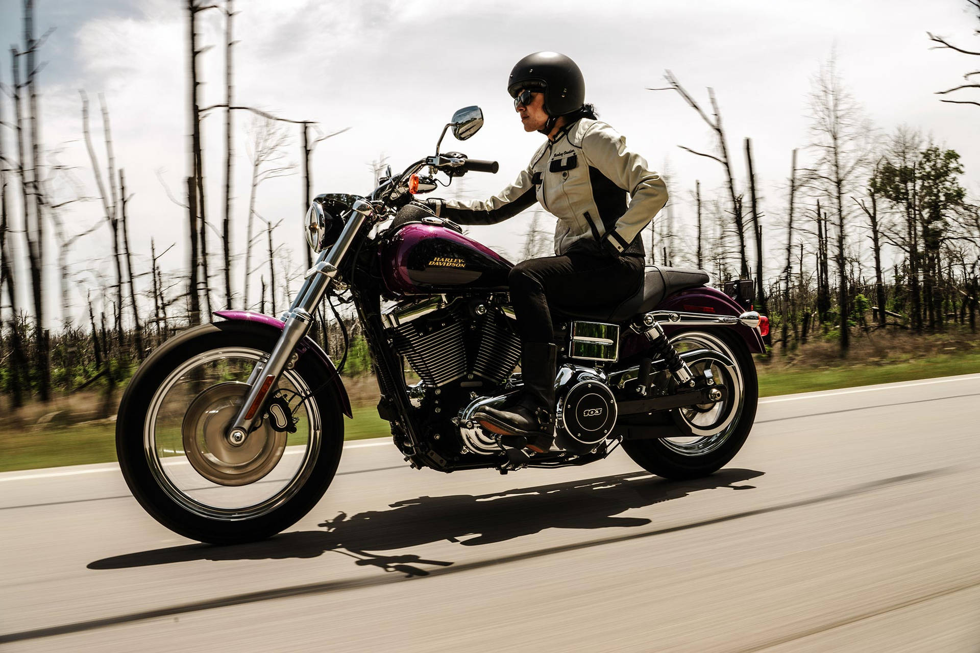 Easy Rider Motorista Big Purple Bike Sfondo