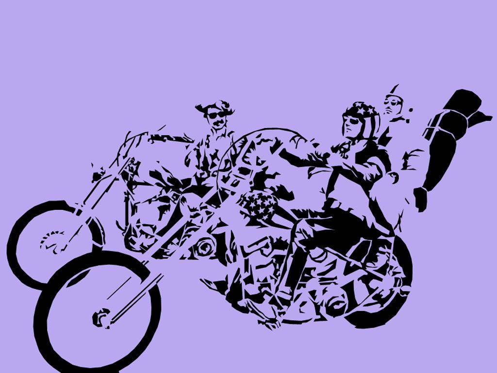 Easy Rider Motorists Drawing Wallpaper