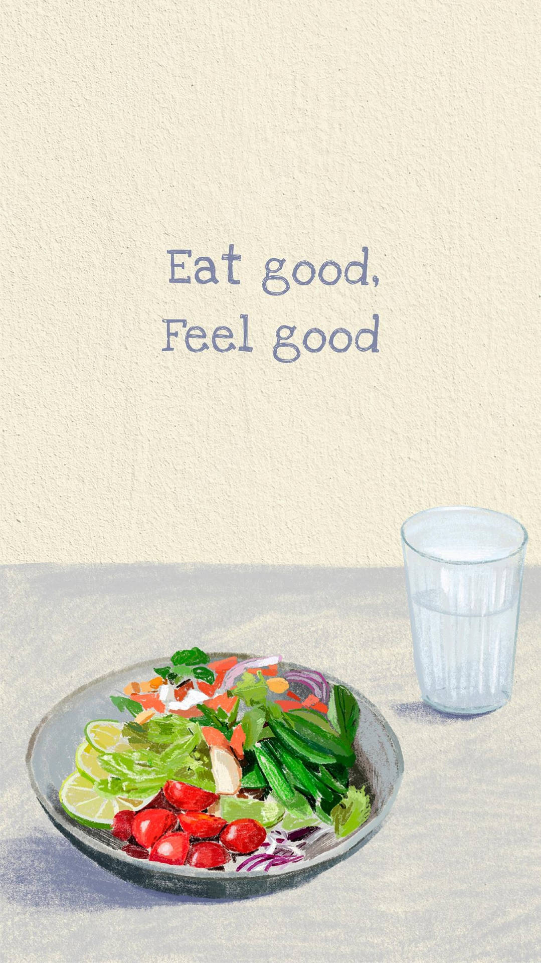Spis godt, føl godt salat tallerken Wallpaper