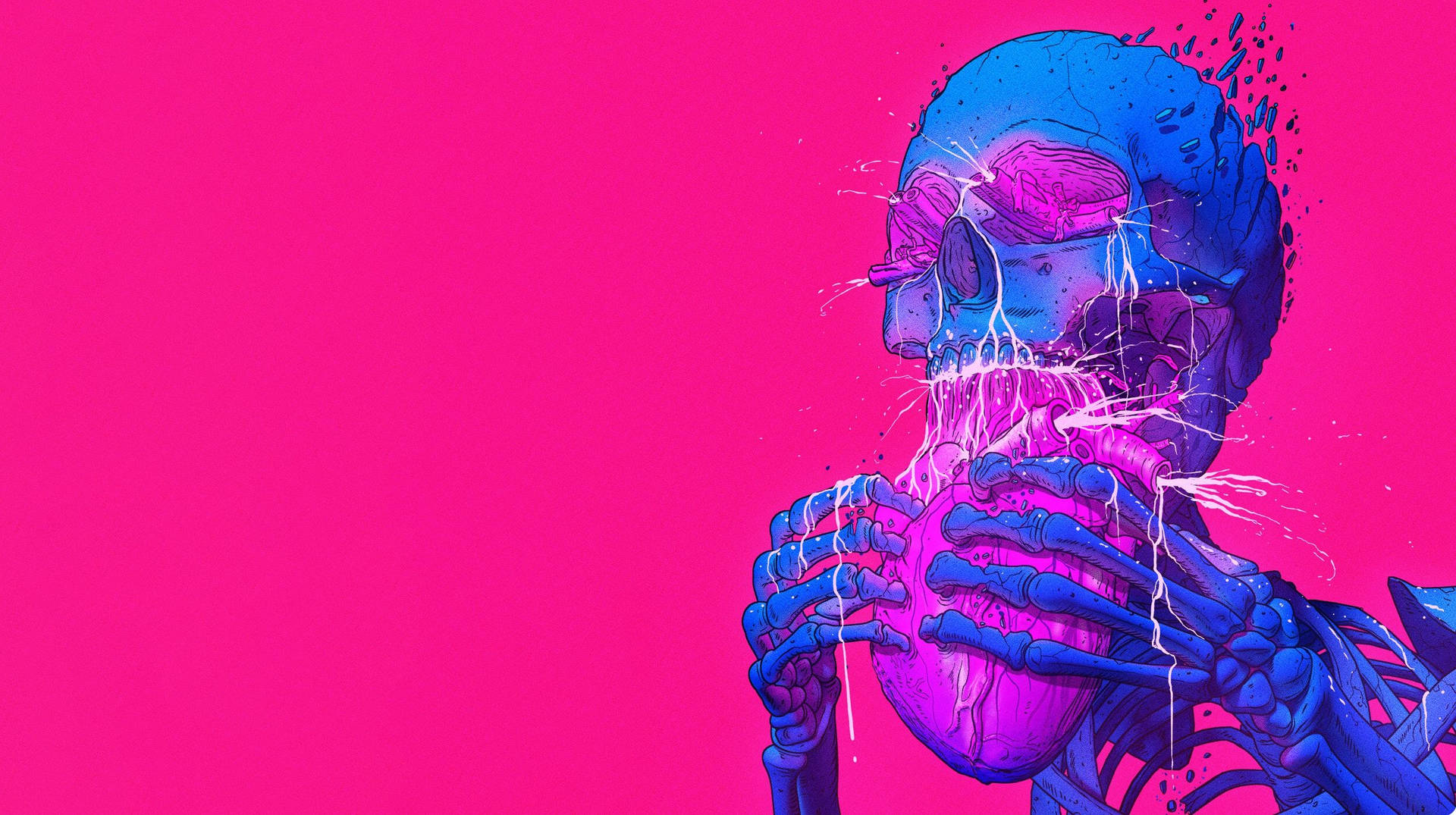 Eating Heart Skeleton Desktop Wallpaper