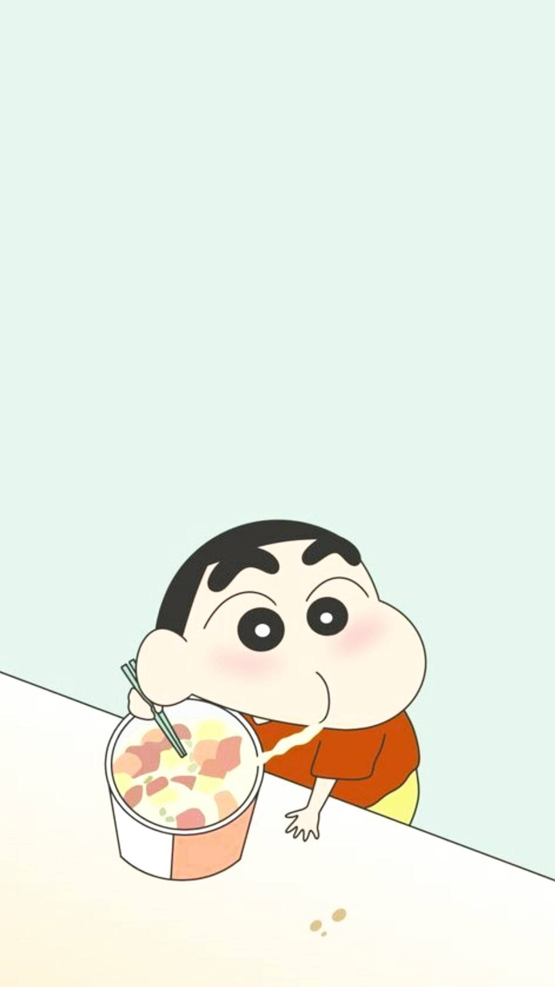 Shin chan eating noodles