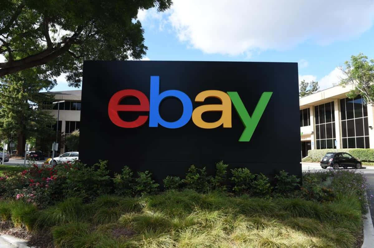 Logotipode Ebay Uk Con Césped Sin Cortar. Fondo de pantalla