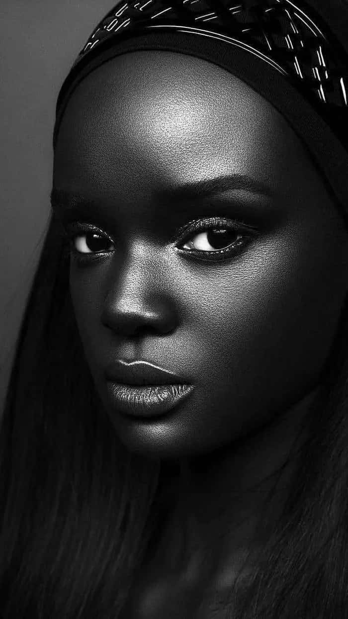 Ebony Beauty Monochrome Portrait Wallpaper
