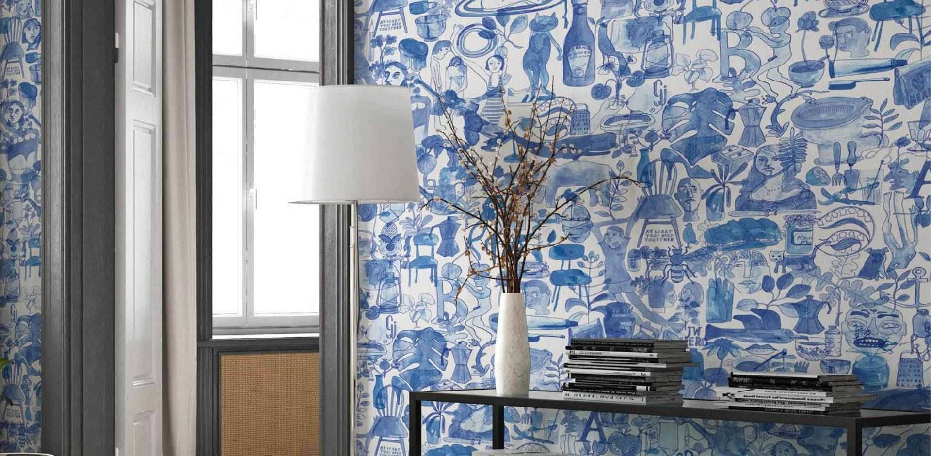 Eccentric Blue And White Wallpaper Wallpaper