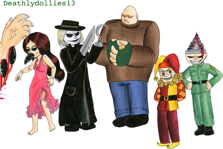 Eccentric Horror Character Lineup PNG
