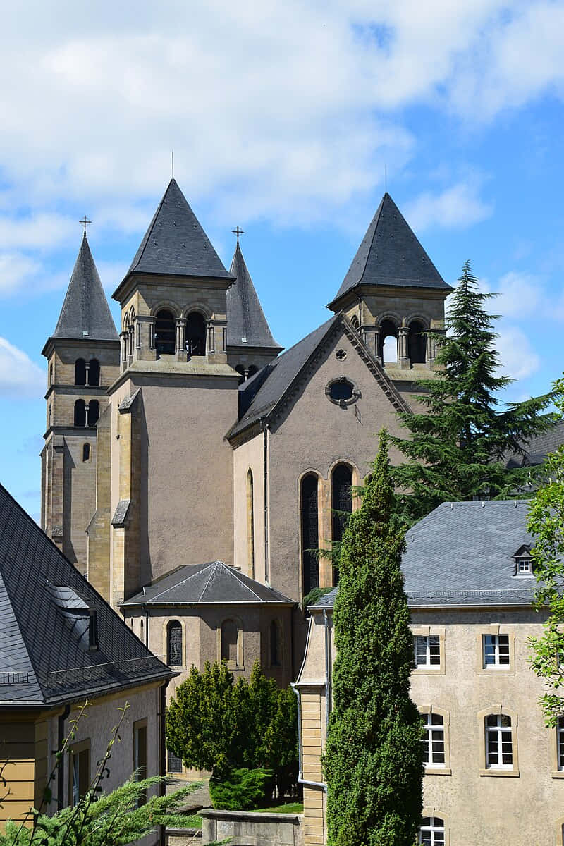 Echternach Abbey Towers Luxembourg Wallpaper