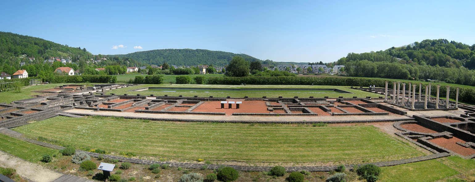 Echternach Romerske Villa Ruiner Panorama Bakgrunnsbildet