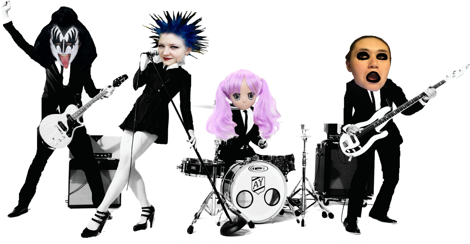 Eclectic Band Cartoonand Real Hybrid PNG
