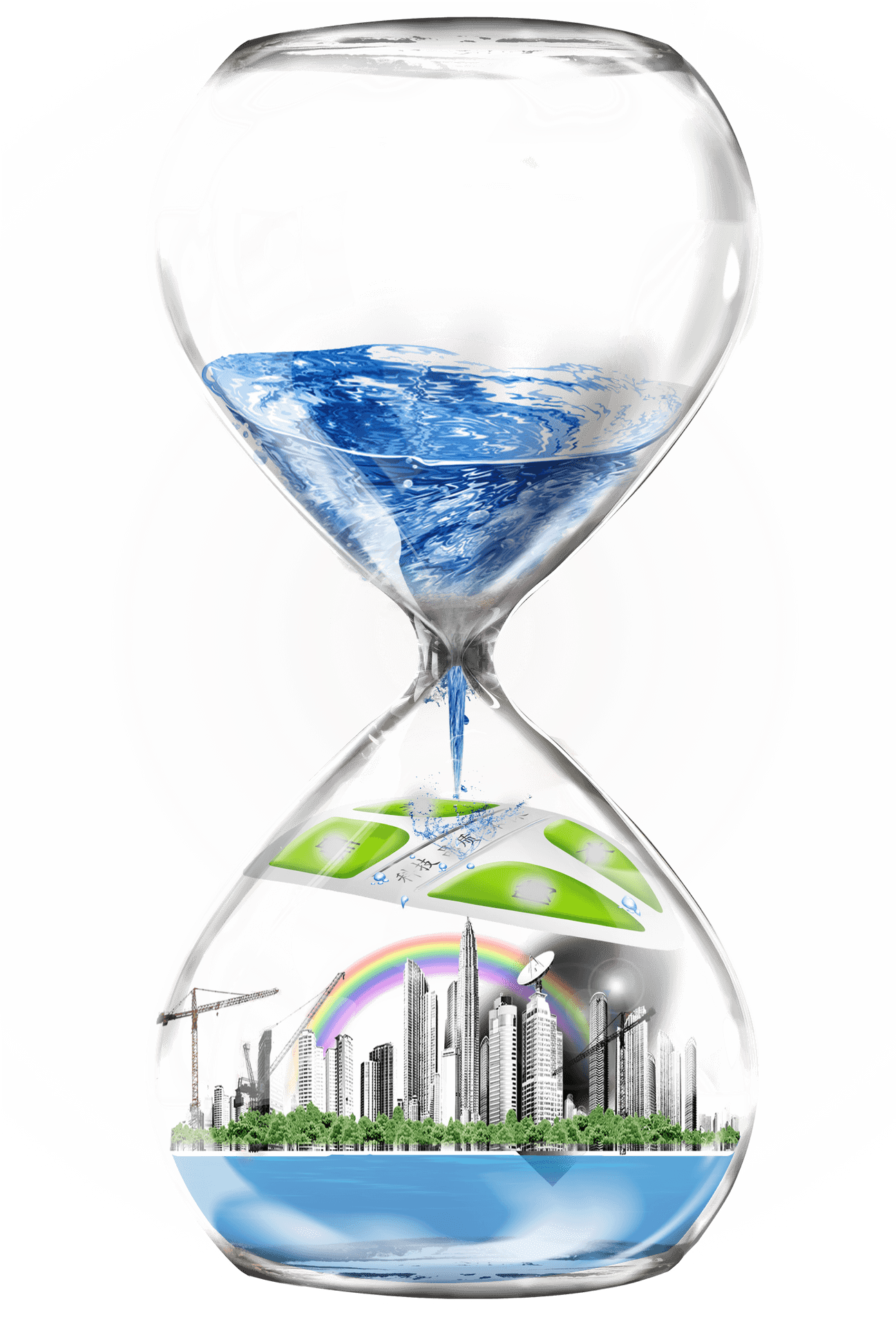 Eco Friendly Urban Hourglass Concept PNG