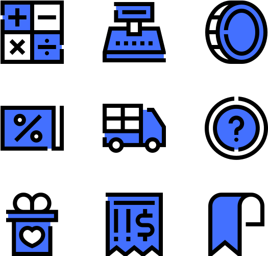 Ecommerce Icons Set Blue Background PNG